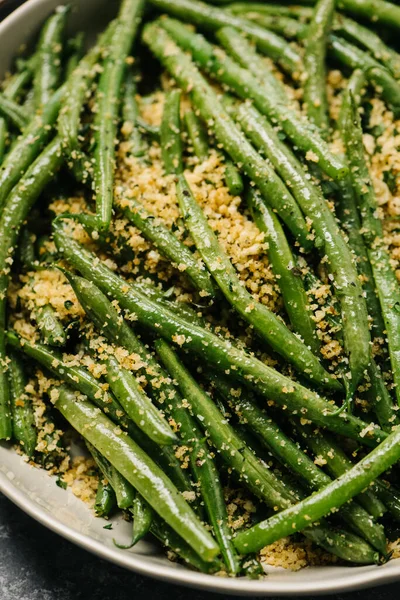 Italian Style Green Beans Breadcrumbs Stock Picture