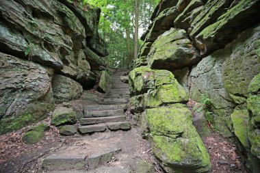 Kayalıklar arasındaki merdivenler - Cuyahoga Vadisi Ulusal Parkı, Ohio
