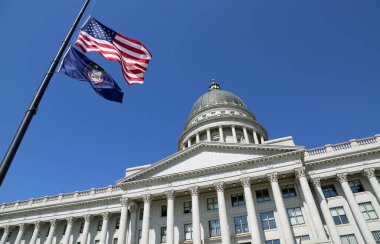 The flag and Utah State Capitol, Salt Lake City clipart