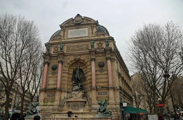 Fontaine Saint Michel Parijs Frankrijk — Stockfoto