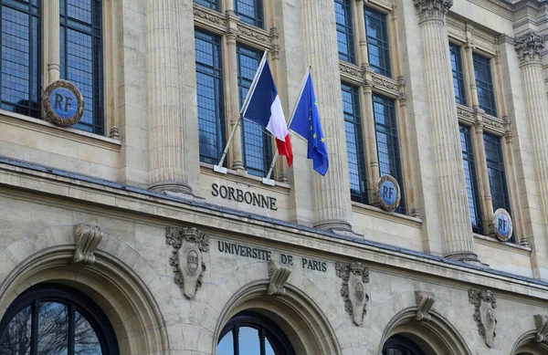 Flagge Der Fassade Der Sorbonne Paris Frankreich — Stockfoto