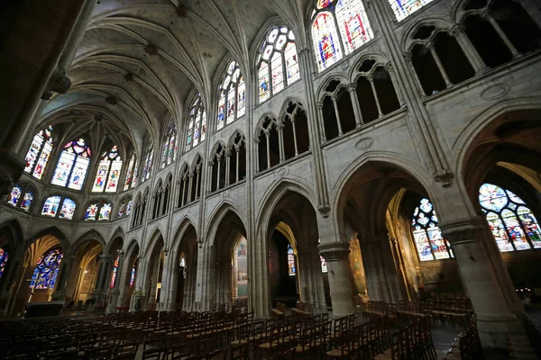 Seitenansicht Hauptschiff Kirche Saint Severin Paris Frankreich — Stockfoto