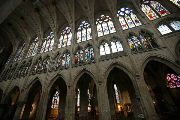 Färgat Glas Övre Fönster Saint Severin Church Paris Frankrike — Stockfoto