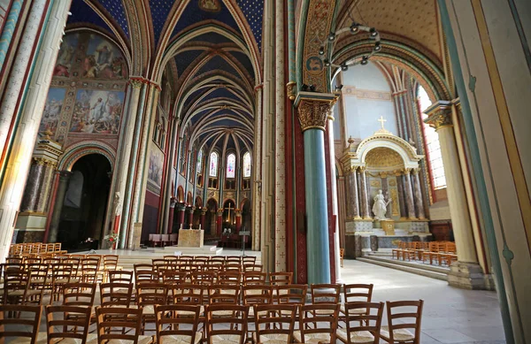 Interior General View Saint Germain Des Pres Church Century Paris — стоковое фото