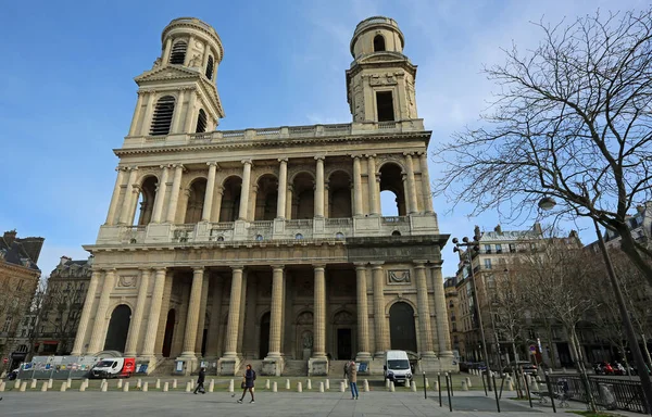 Paisaje Con Iglesia Saint Sulpice París Francia —  Fotos de Stock