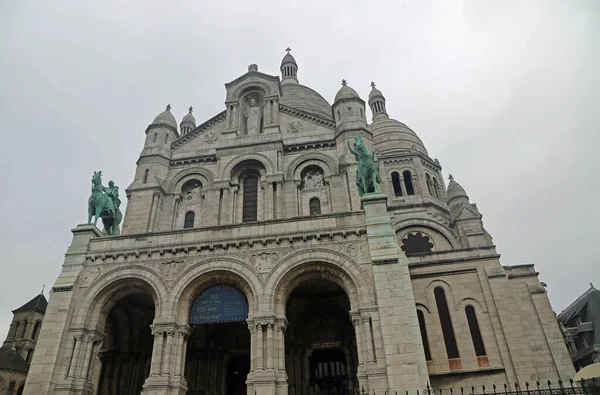 Ser Forsiden Sacre Coeur Basilica Paris Frankrig - Stock-foto