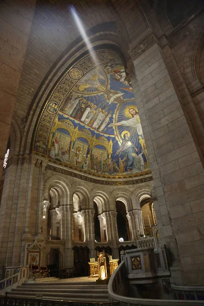 Lichtstraal Sacre Coeur Basilica Parijs Frankrijk — Stockfoto