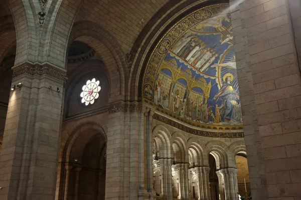 Arkaden Med Kristus Majestäts Mosaik Sacre Coeur Basilica Paris Frankrike — Stockfoto