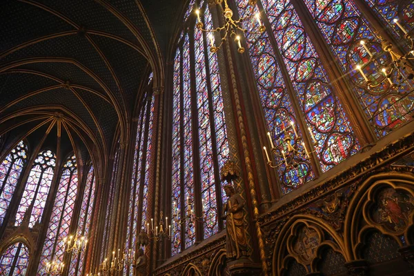 Het Plafond Het Glas Loodraam Sainte Chapelle Parijs Frankrijk — Stockfoto