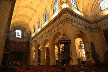 Org ve kürsüye bakın - Saint-Nicolas-Du-Chardonnet - 18. yüzyıl - Paris, Fransa