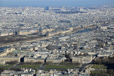 Louvre on Seine River - View from Eiffel Tower (Tour Eiffel) - Paris, Fransa