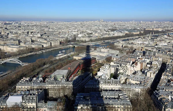 Cień Wieży Eiffla Widok Wieży Eiffla Tour Eiffel Paryż Francja — Zdjęcie stockowe