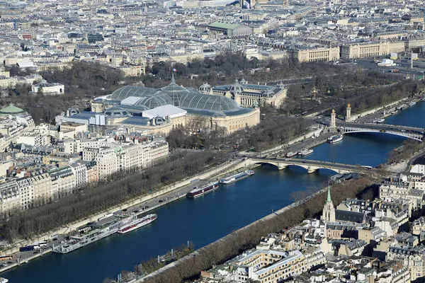 Grand Palais Wieża Eiffla Tour Eiffel Paryż Francja — Zdjęcie stockowe