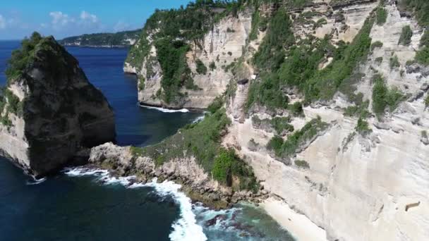 Repülés Vissza Diamond Beach Nusa Penida Indonézia Stock Videó