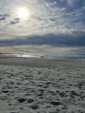 Kaliforniya sahilinde bir grup insan