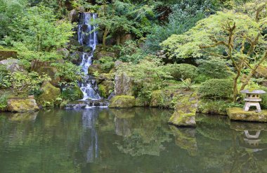 Heavenly Falls 'lu uçurum Portland Japon Bahçesi, Oregon