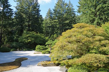 Düz Bahçe manzarası - Portland Japon Bahçesi, Oregon