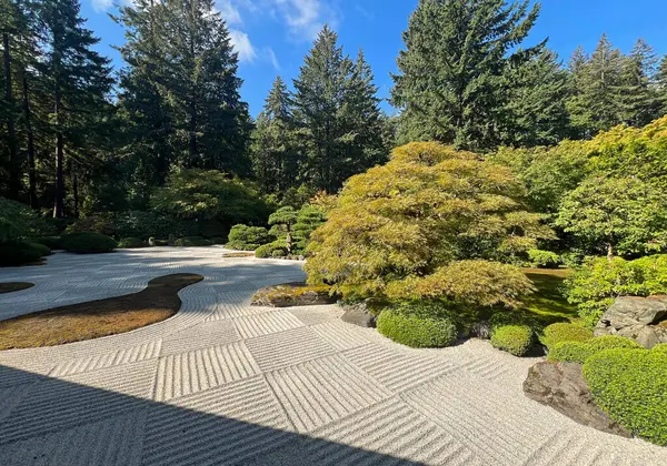 Düz Bahçe manzarası, Portland Japon Bahçesi, Oregon