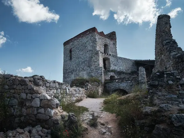 Efsanevi Kanlı Kontes Bathory 'nin yaşadığı Cachtice Kalesi harabeleri, Slovakya