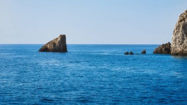 Yunanistan 'ın Zakynthos adasının Rocky sahili