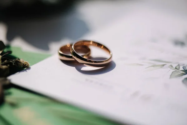 Macro Photo Wedding Rings Oaths — Stock Photo, Image