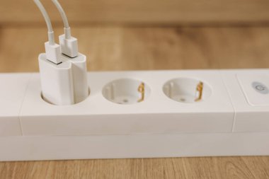 Modern cable connector for overloaded power boards at home. High quality photo