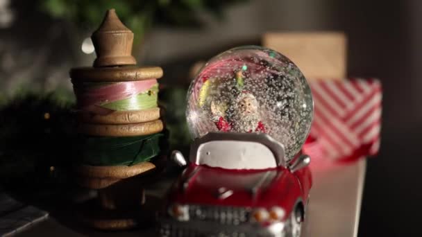 Noel Hediyelerinde Oyuncak Noel Baba Arabası Evet Yüksek Kalite Fotoğraf — Stok video