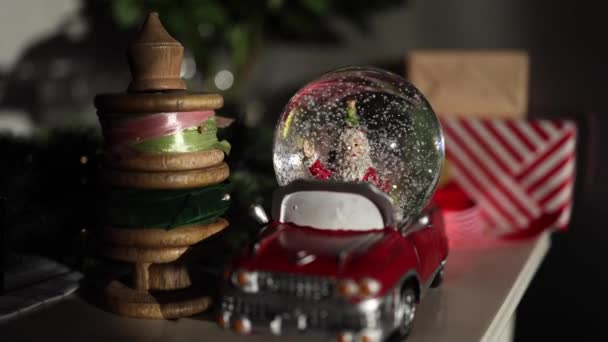 Noel Hediyelerinde Oyuncak Noel Baba Arabası Evet Yüksek Kalite Fotoğraf — Stok video