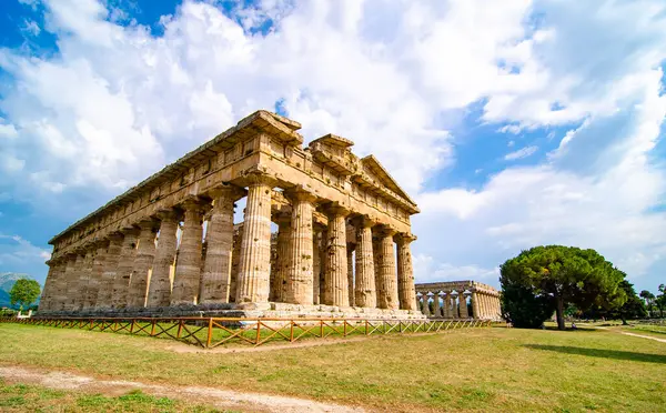Hera Tempel Även Kallat Neptunus Tempel Ett Grekiskt Tempel Paestum — Stockfoto
