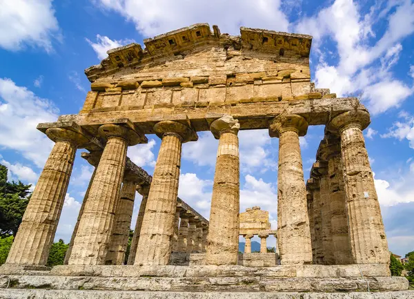 Храм Афины Храм Цереры 500 Греческий Храм Найденный Пестуме — стоковое фото
