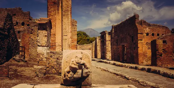 Openbare Fontein Met Hercules Die Leeuw Doodt Straten Van Pompeii — Stockfoto