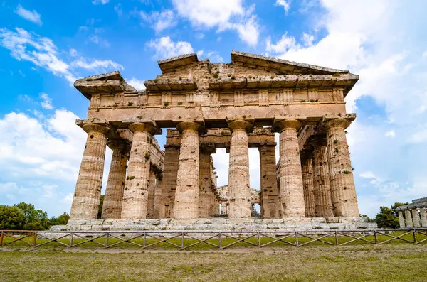 Chrám Héra Také Nazývaný Chrám Neptun Řecký Chrám Paestum Itálie — Stock fotografie