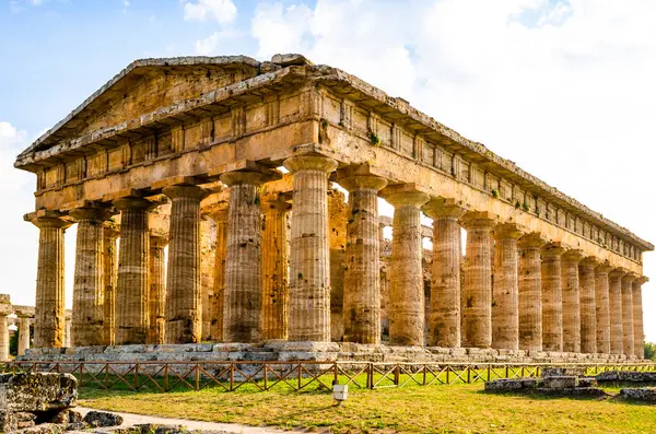 Hera Templom Más Néven Neptunusz Temploma Egy Görög Templom Paestumban — Stock Fotó