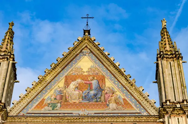 Detalle Fachada Catedral Santa Maria Assunta Duomo Orvieto Estilo Gótico — Foto de Stock