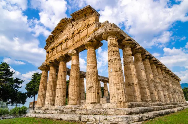 Templo Hera También Llamado Templo Neptuno Templo Griego Paestum Italia — Foto de Stock