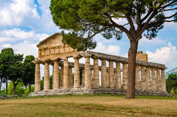 Tempio Atena Paestum Era Antica Città Greca Della Magna Grecia — Foto Stock