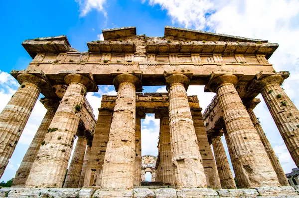 Hera Tempel Även Kallat Neptunus Tempel Ett Grekiskt Tempel Paestum — Stockfoto