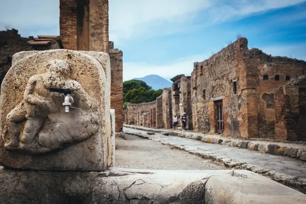 Openbare Fontein Met Hercules Die Leeuw Doodt Straten Van Pompeii — Stockfoto