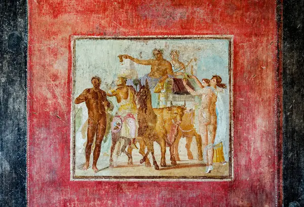 Fresco Marco Lucrezio Frontone Tablinum House Ancient Pompeii Buried Volcanic — Stock Photo, Image