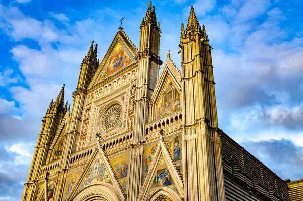 Santa Maria Katedrali Nin Cephesi Assunta Orvieto Duomo Talyan Gotik — Stok fotoğraf