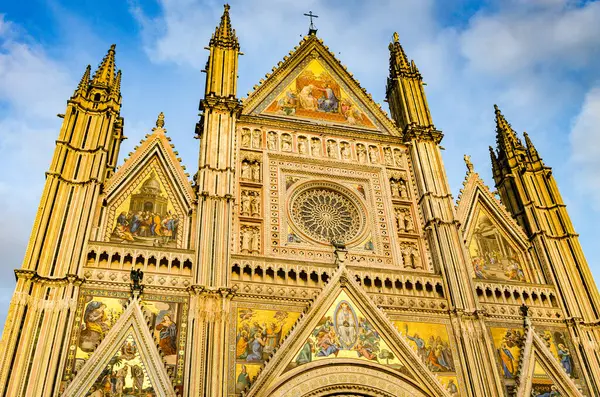 Santa Maria Katedrali Nin Cephesi Assunta Orvieto Duomo Talyan Gotik — Stok fotoğraf
