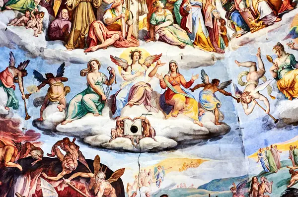 stock image Florence, Interior view of Cathedral dome painting in Florence, Italy. The Brunelleschi's dome was painted 1579 by Giorgio Vasari and Federico Zuccari.