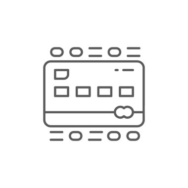 Credit card with code, digital money, e-money, online payment lineal icon. Shopping, online banking, finance symbol design. Isolated on white background