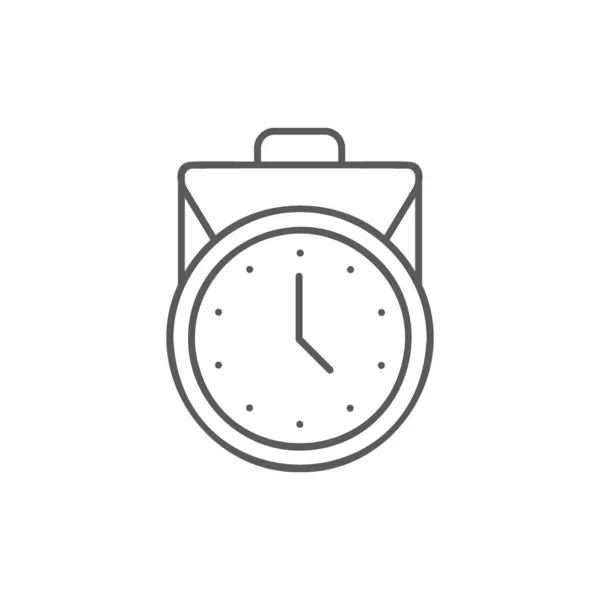 スーツケース付きの時計 労働時間の直線的なアイコン 時間管理シンボルデザイン 白地に隔離された — ストックベクタ