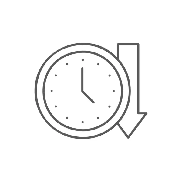 Relógio Com Seta Para Baixo Ícone Linear História Design Símbolo — Vetor de Stock