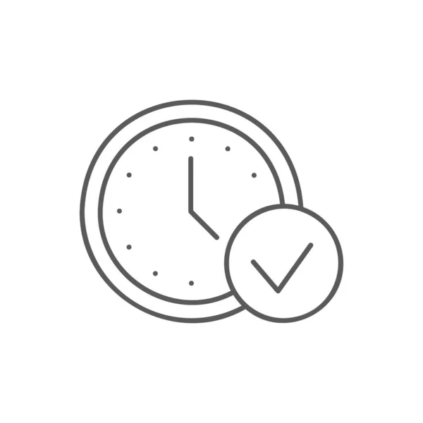 时钟与止回阀标记 最佳时间 秒表直线图标 时间管理符号设计 因白人背景而被隔离 — 图库矢量图片