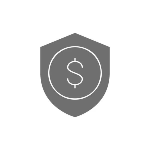 Захист Грошей Щит Монетою Безпека Грошей Страхування Сірого Значка Заповнення — стоковий вектор
