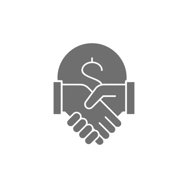Coin Handshake Contract Agreement Partnership Teamwork Grey Fill Icon Finance — Stock Vector