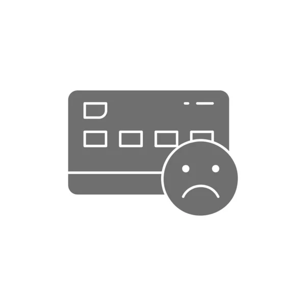 悲しい顔 負帰還グレーのフィルアイコンを持つクレジットカード ショッピング オンライン銀行 金融記号のデザイン 白地に隔離された — ストックベクタ