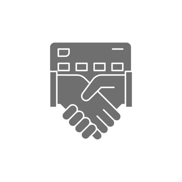 Kreditní Karta Handshake Smlouva Partnerství Šedá Výplň Ikona Nakupování Internetové — Stockový vektor